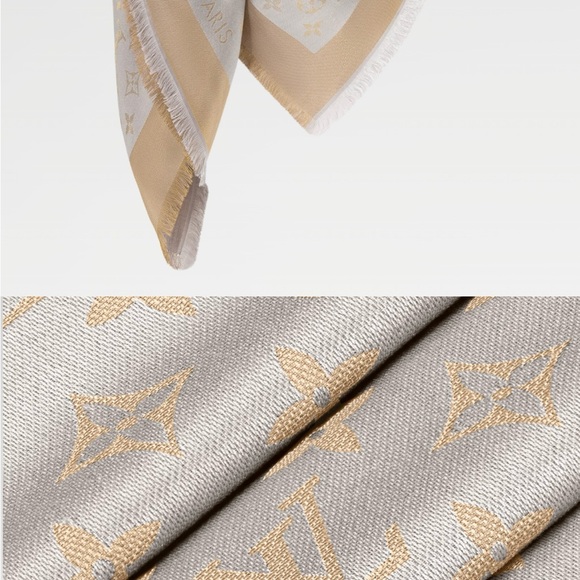 LOUIS VUITTON Foulards Chale Monogram Shine Silk Shawl - Picture 1 of 7